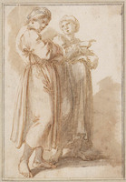 B 015
<br/>
Twee staande vrouwen in gesprek
<br/>
<em>Rosa, Salvator (1615-1673)</em>